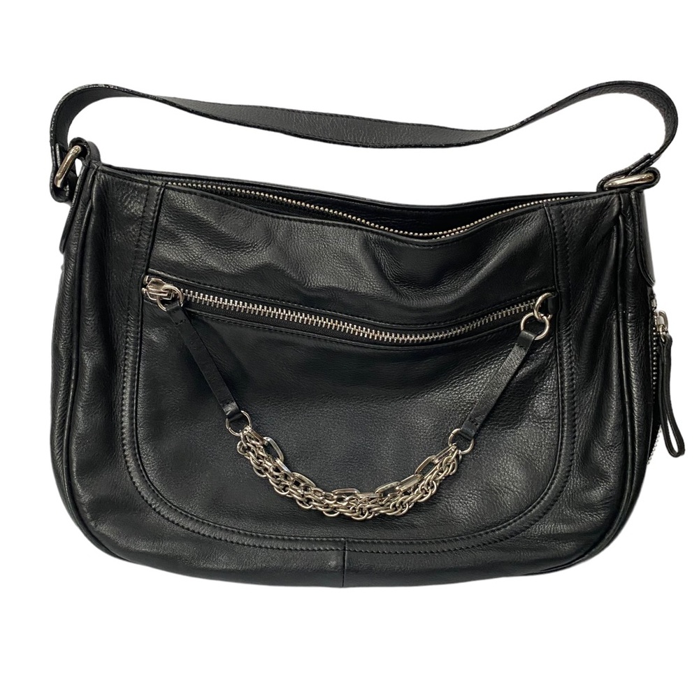 Halogen Black Leather Shoulder Bag Purse